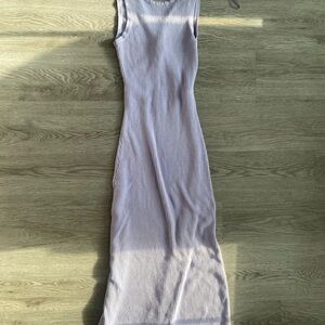 Freshman Light Purple Ribbed Maxi Dress